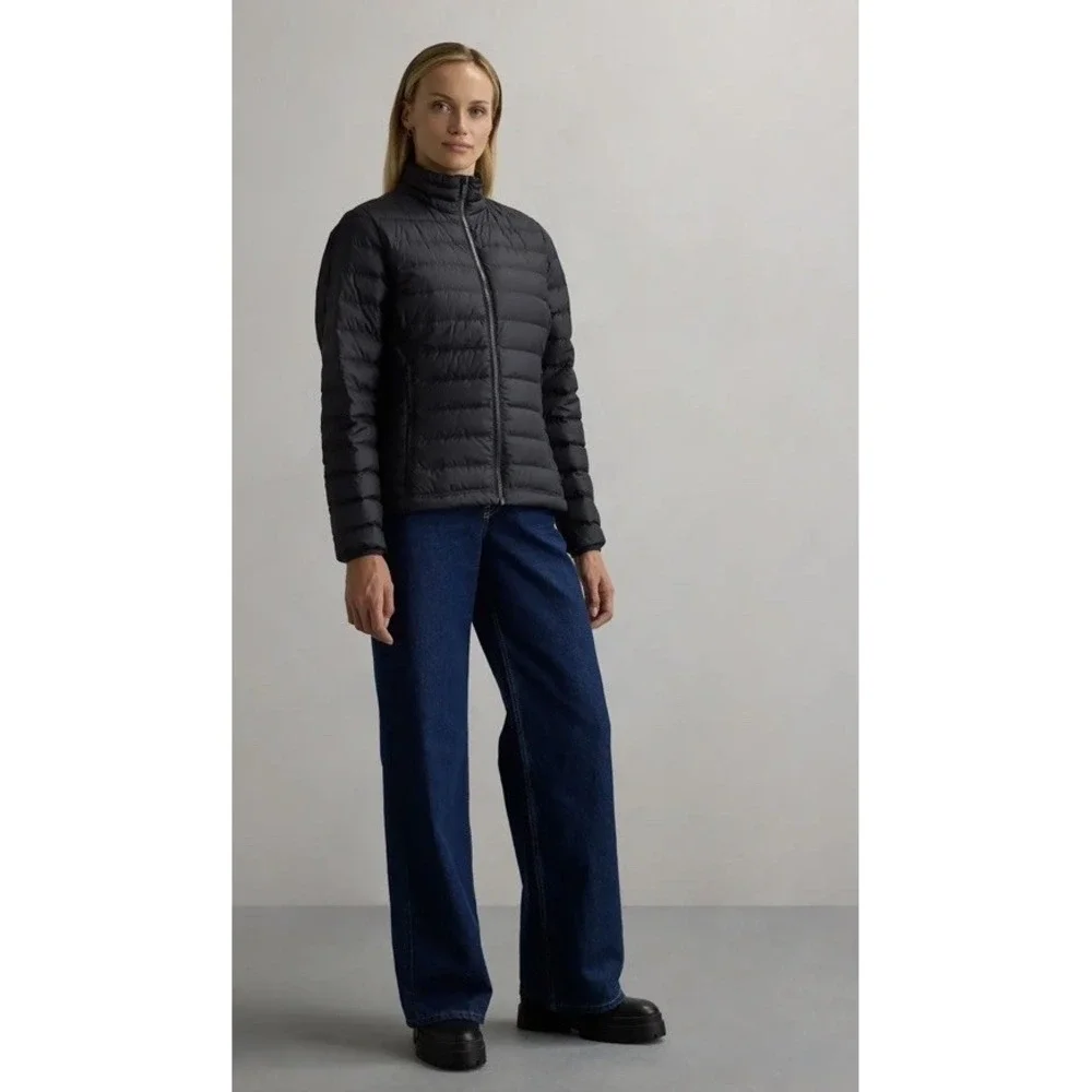 Quince Down Puffer Jacket Womens Medium Packable Lightweight Black Full Zip - Picture 2 of 5